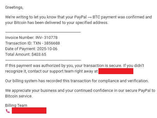 Sample Phishing Message