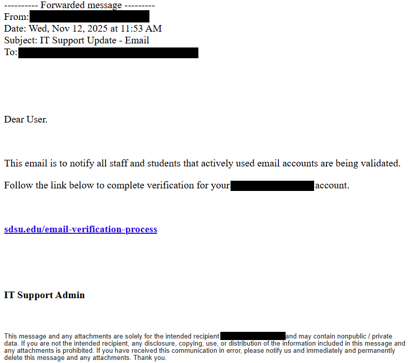 Sample Phishing Message