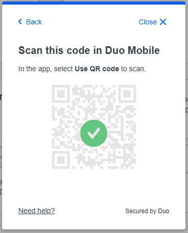 Confirmed scan of QR code