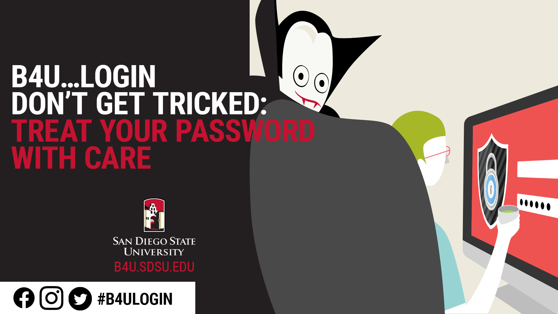 image of a vampire B4U login, don't get your password 